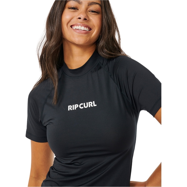 2026 Rip Curl Womens Classic Surf Short Sleeve Rash Vest 17NWRV - Black